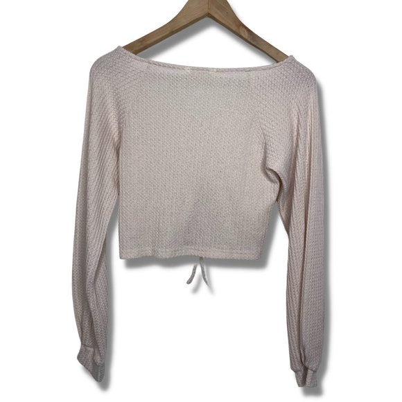 ROWME | Tan Long Sleeve Tie Front Crop Top | Size S - Picture 4 of 8